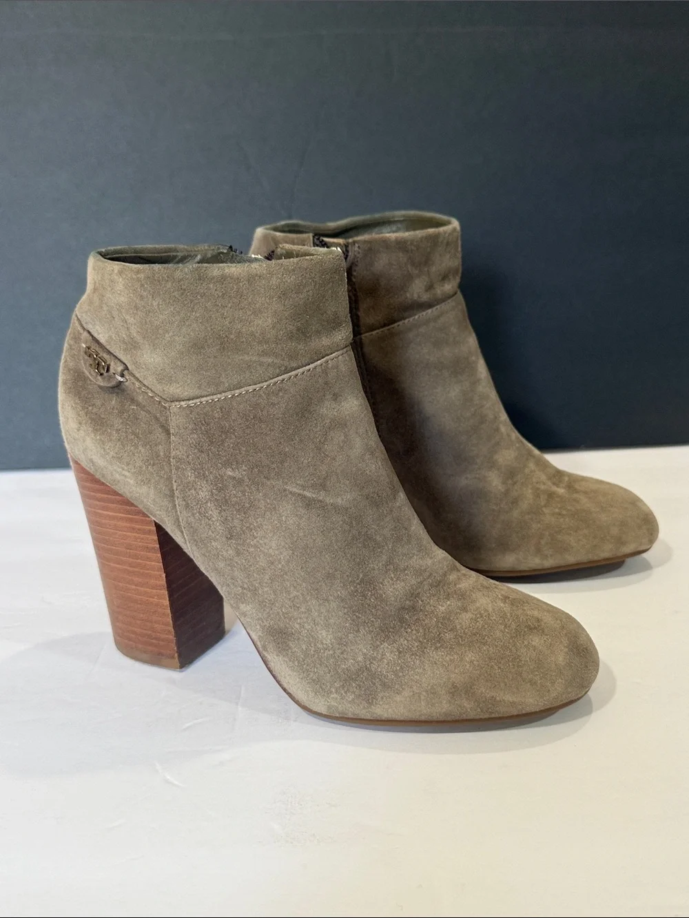 Tory Burch Suede Ankle Booties, sz 7.5 M, box 3